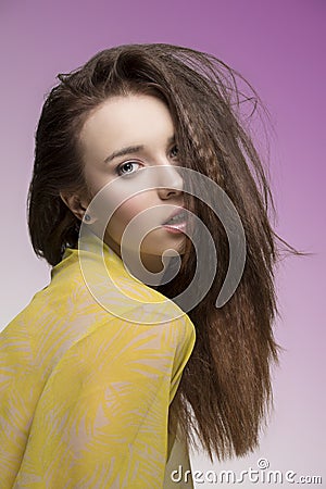 Sensual woman with dishevelled hair-style Stock Photo