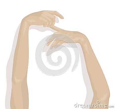 Sensual woman hands and arms as illustration. Part of woman body Cartoon Illustration