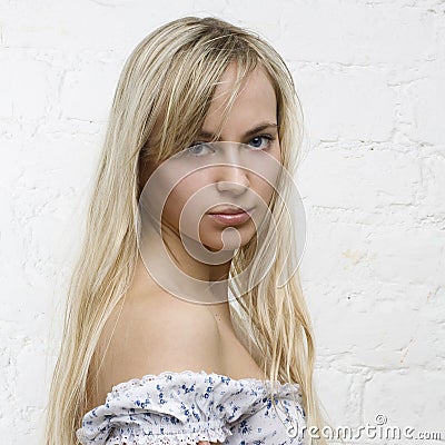 Sensuality young girl with blond hair Stock Photo