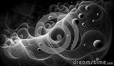 Sensuous curves and curls of smoke, with dots Cartoon Illustration