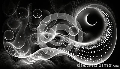 Sensuous curves and curls of smoke, with dots Cartoon Illustration