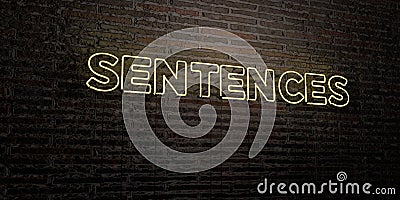SENTENCES -Realistic Neon Sign on Brick Wall background - 3D rendered royalty free stock image Stock Photo