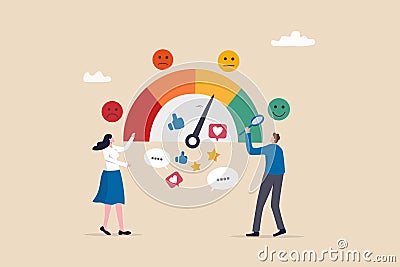 Sentiment analysis on customer feedback, brand reputation or positive review, social voice, rating or opinion report, reaction or Vector Illustration