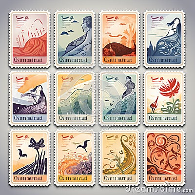 Sentimental Journeys - Expressive Collectible Stamp Design Stock Photo