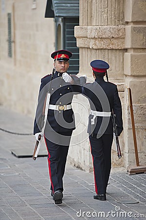 Sentries at Grandmasters Palace, Valletta Editorial Stock Photo