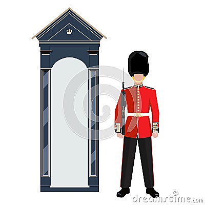 Sentry of The Grenadier Guards outside Buckingham Palace - vector illustration Vector Illustration