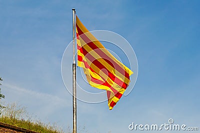Senyera flag of Catalonia. Stock Photo