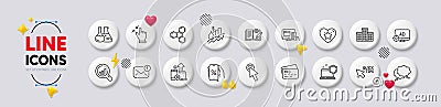 Seo adblock, Company and Online payment line icons. For web app, printing. White buttons 3d icons. Vector Vector Illustration
