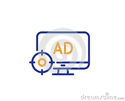 Seo adblock line icon. Search engine optimization sign. Vector Vector Illustration