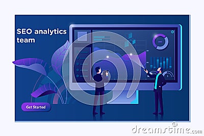 SEO analytics team landing page. Modern flat design concept of web page design.Internet Data Concept Vector Illustration