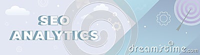SEO analytics website banner and header template concept. Digital Business Search Engine Optimization Internet Marketing Vector Illustration