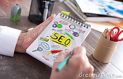 Seo concept on a notepad Stock Photo