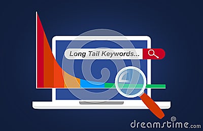 SEO Concept - Long Tail Keywords for Search Engine Optimization Stock Photo