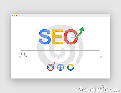 SEO Concept - Search Engine Optimization - Search Page Stock Photo