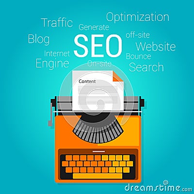 Seo content marketing strategy concept search engine optimization Vector Illustration