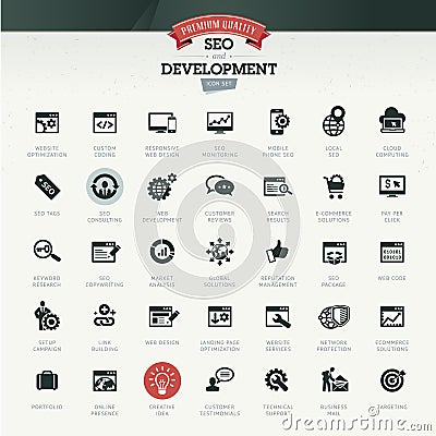 Seo and development icon set Vector Illustration