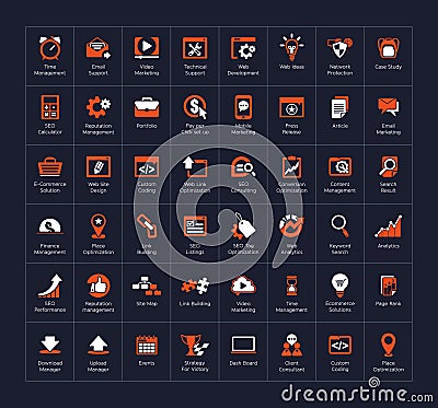 SEO and development icon set Vector Illustration