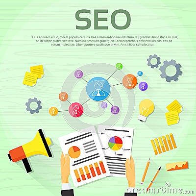 Seo Digital marketing Web Designer Workplace Vector Illustration