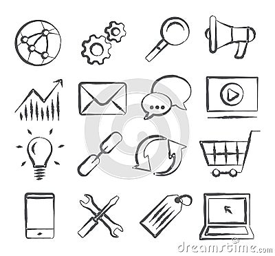 SEO Doodle Icons Vector Illustration