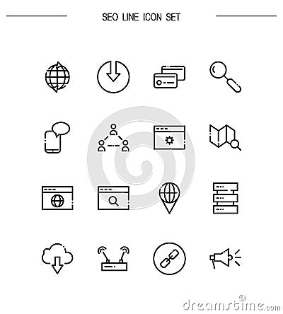 Seo flat icon set. Vector Illustration