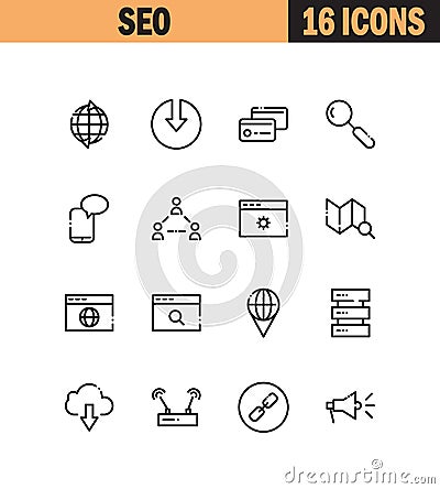 Seo flat icon set. Vector Illustration