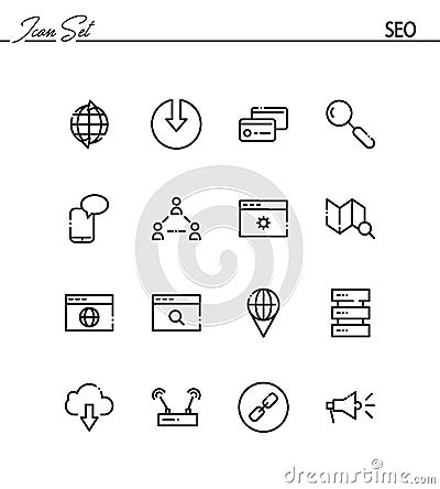 Seo flat icon set. Vector Illustration