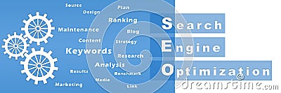 Seo With Gears and Keywords Stock Photo