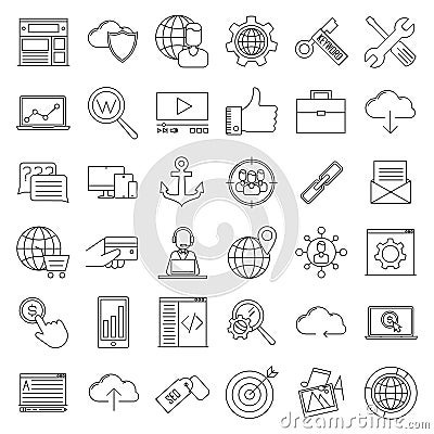 SEO icons. Internet and development signs. Vector Illustration