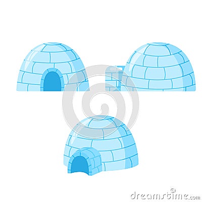 Seo of igloo isolated on white background. Icy cold house in flat design Cartoon Illustration