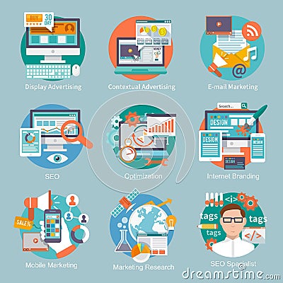 Seo Internet Marketing Flat Icon Vector Illustration