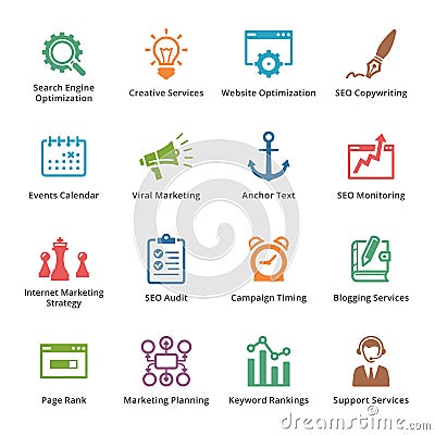 SEO & Internet Marketing Icons - Set 5 | Colored S Vector Illustration