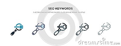 Seo keywords icon in different style vector illustration. two colored and black seo keywords vector icons designed in filled, Vector Illustration