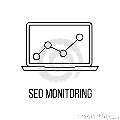 SEO Monitoring icon or logo line art style. Vector Illustration