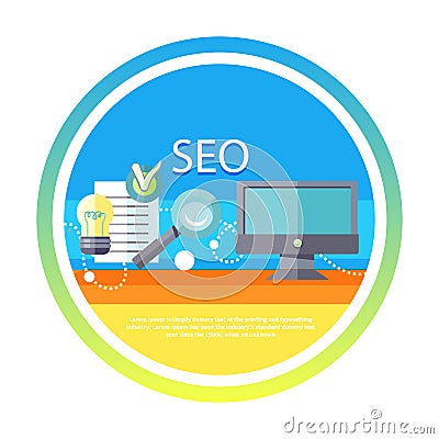 SEO optimization, programming process Vector Illustration