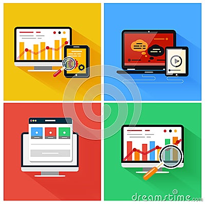 Seo optimization, programming process Vector Illustration
