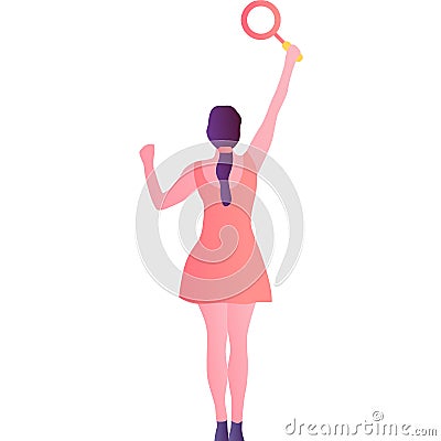 Seo optimization woman with magnifying glass icon Stock Photo