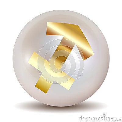 Pearl - Gold HOROSCOPE SIGNS OF THE ZODIAC Sagittarius 22 November - 20 December Vector Illustration