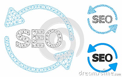 Seo Process Vector Mesh Network Model and Triangle Mosaic Icon Vector Illustration