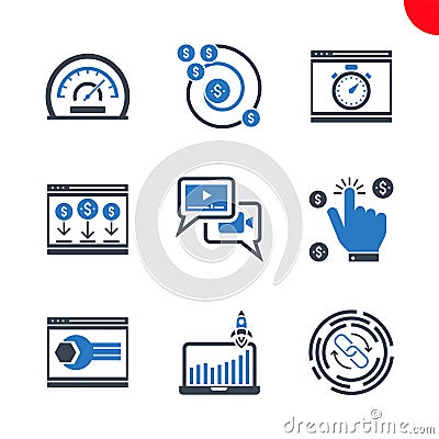 Seo and web opimization icons set Vector Illustration