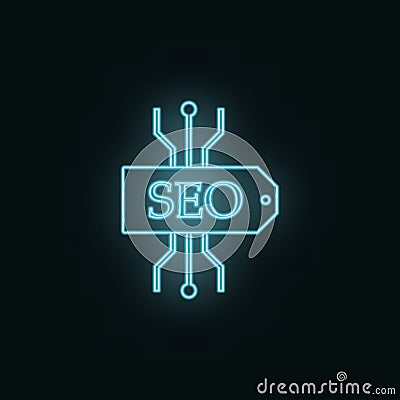 Seo, scheme, neon, icon. Web Development Vector Icon. Element of simple symbol for websites, web design, mobile app, infographics Stock Photo