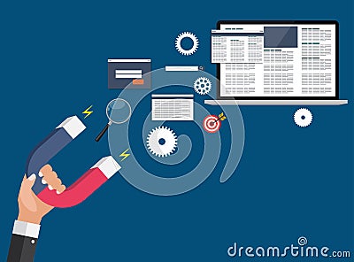 SEO Search Engine Optimazation Vector illustration. Flat computing background Vector Illustration