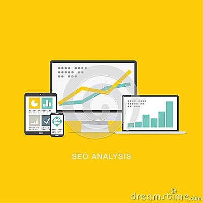 SEO search engine optimization analysis Vector Illustration