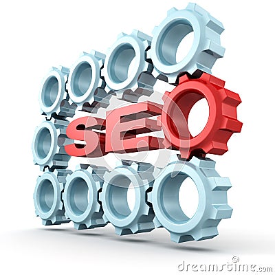 SEO - Search Engine Optimization symbol with lot of gears Stock Photo