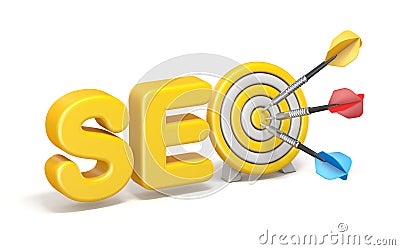 SEO Search engine optimization target with arrows 3D Cartoon Illustration