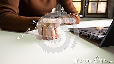 SEO Search engine optimization, Search technology, women using a computer keyboard to search for information, using websites Stock Photo