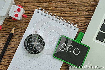 SEO search engine optimization website analysis concept with pen Stock Photo