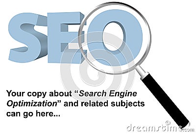 SEO search engine optimized magnifying glass Vector Illustration
