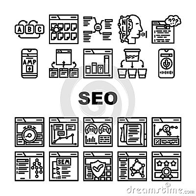 seo search website web internet icons set vector Vector Illustration