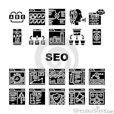 seo search website web internet icons set vector Vector Illustration
