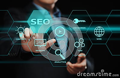 SEO SEM Search Engine Optimization Marketing Ranking Traffic Website Internet Business Technology Concept Stock Photo